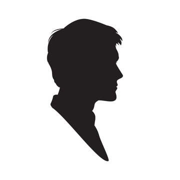 Silhouette of a man on white background.