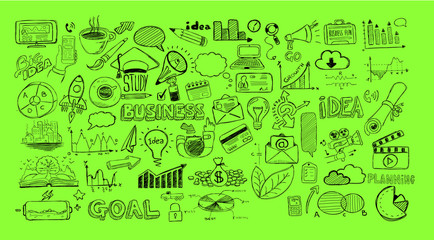Business doodles Sketch set : infographics elements isolated