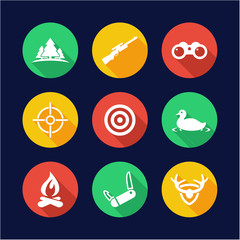 Hunting Icons Flat Design Circle