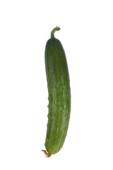 Green cucumber on a white underground.