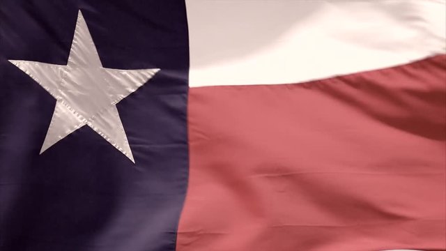 Faded Texas state flag flying in the wind, full frame close-up background