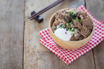 donburi, pork rice bowl