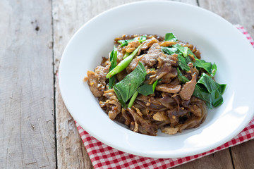 Fired thin noodles with soy sauce ,Thai food