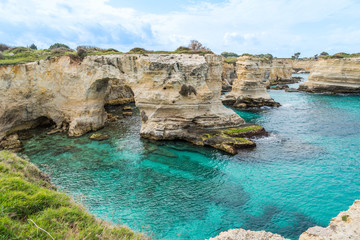 Beach of Torre Sant'Anrea in Puglia, Italy