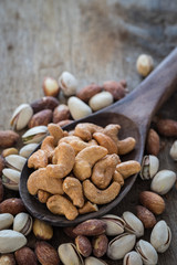 Wooden table with Trail Mix