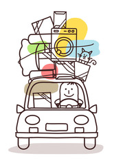 cartoon characters and car - move