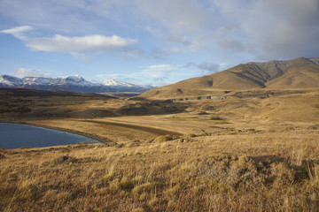 Eastern end of Laguna Azul in Torres del Paine National Park, Magallanes, Chile