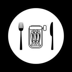 Black and white sardines icon