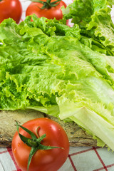 Ripe tomatoes and fresh lettuce.