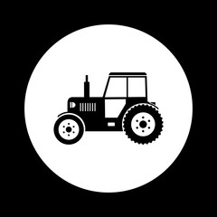 Black and white tractor icon