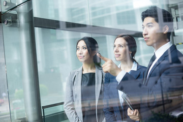 Business people discussing the target