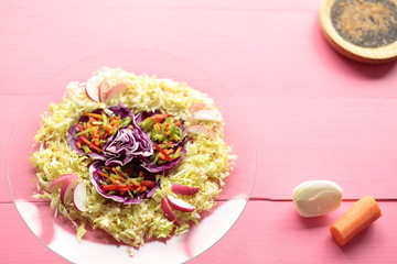 Mixed salad cut into julienne strips