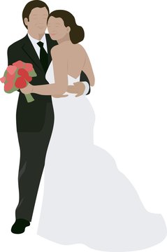 Wedding couple clip art, isolated vector