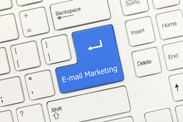 White conceptual keyboard - E-mail Marketing (blue key)