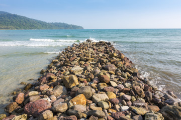 Rocks Beach way, Beautiful tropical beach, Crystal Beach at koh
