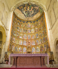 Fototapeta na wymiar SALAMANCA, SPAIN, APRIL - 16, 2016: The gothic main altar of Old Cathedral (Catedral Vieja) by Dello and Nicolas Delli (1430-1450).