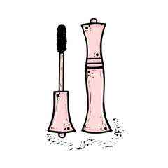 Hand drawn mascara for women. Fashion, beauty, trend.