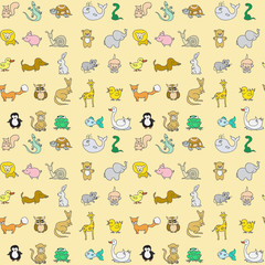 Baby animals icons seamless pattern
