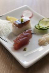 Japan food : Fancy sushi dish with Oshizushi & sashimi