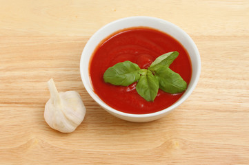 Tomato passata and garlic