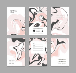 Creative trendy cards. Abstract painting templates with place for your text. Vector
