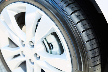 Car wheel on a car - closeup