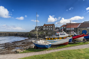 Craster harbour a small fishing port on the Northumberland coast in England