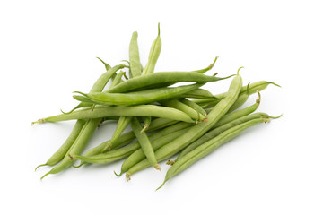 Green beans isolated on a white background.