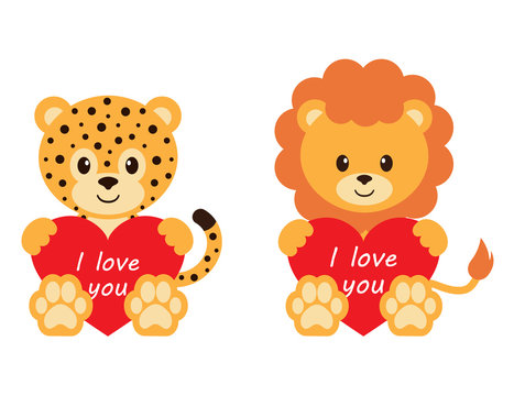 leopard and lion with heart