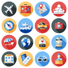 Travel Icon Flat Set 