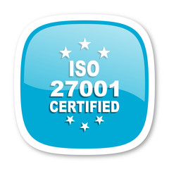 iso 27001 blue glossy web icon