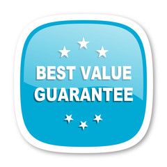 best value guarantee blue glossy web icon