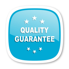 quality guarantee blue glossy web icon