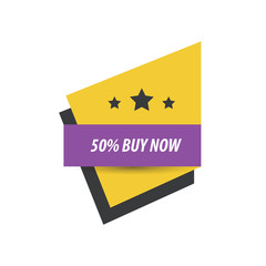 label Buy now And 3 Star   Purple, yellow, black