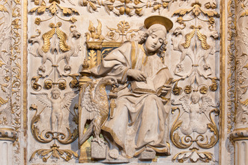 Plakat AVILA, SPAIN, APRIL - 18, 2016: The relief of St. John the Evangelist in Girola of Catedral de Cristo Salvador.