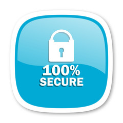 secure blue glossy web icon