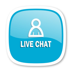 live chat blue glossy web icon
