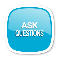 ask questions blue glossy web icon