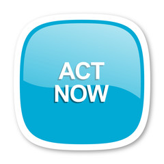 act now blue glossy web icon