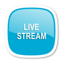 live stream blue glossy web icon