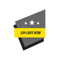 label Buy now And 3 Star   black, yellow