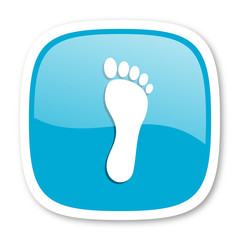 foot blue glossy web icon