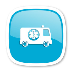 ambulance blue glossy web icon