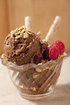 close-up image of chocolate ice cream.