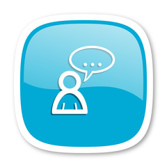 forum blue glossy web icon