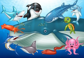Fototapeta na wymiar Cartoon sea animals