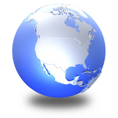 North America on bright metallic Earth