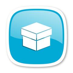 box blue glossy web icon