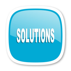 solutions blue glossy web icon