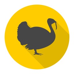 Turkey silhouette icon with long shadow